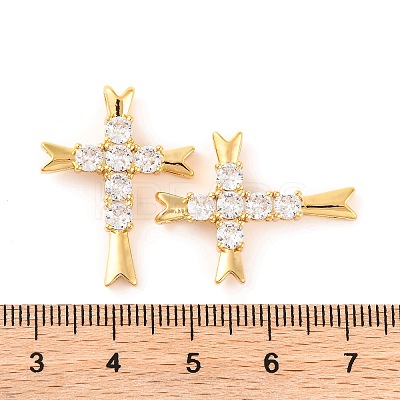 Brass Micro Pave Clear Cubic Zirconia Pendants KK-U017-09B-G-1