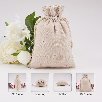 Polycotton(Polyester Cotton) Packing Pouches Drawstring Bags ABAG-T004-10x14-01-1