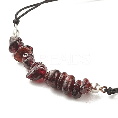Natural Garnet Chips Braided Bead Bracelet X-BJEW-JB08019-12-1