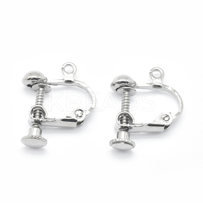 Brass Screw On Clip-on Earring Findings X-KK-L164-01P-1
