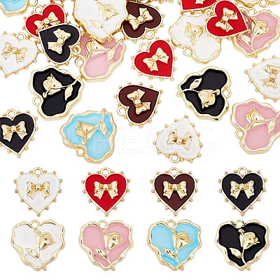 32Pcs 8 Style Rack Plating Alloy Enamel Pendants ENAM-PH0002-32-1