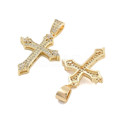 Brass Pave Clear Cubic Zirconia Pendants KK-U009-06C-G-1