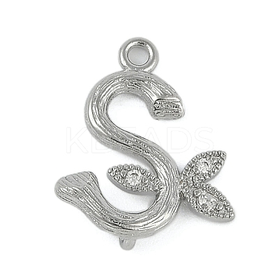Brass Crystal Rhinestone Letter Links Connector Charms KK-S395-06P-S-1