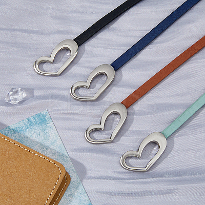 4Pcs 4 Colors PU Leather Simple Plain Double Loops Wrap Bracelets Set with Alloy Heart Clasps for Women BJEW-FI0001-73-1
