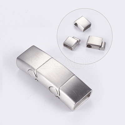 Tarnish Resistant 304 Stainless Steel Magnetic Clasps with Glue-in Ends STAS-G163-70P-1