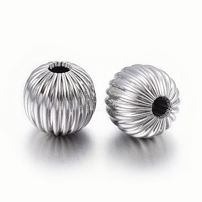 Tarnish Resistant 304 Stainless Steel Corrugated Beads STAS-P218-24-6mm-1
