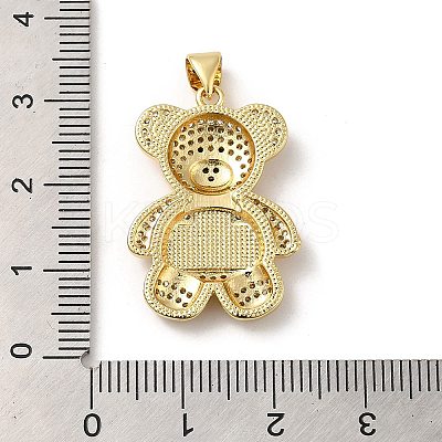 Rack Plating Brass Micro Pave Cubic Zirconia with Synthetic Opal Pendants KK-D088-37G-1