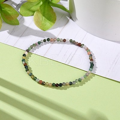 Mini Natural Indian Agate Beaded Stretch Bracelets BJEW-JB07669-04-1