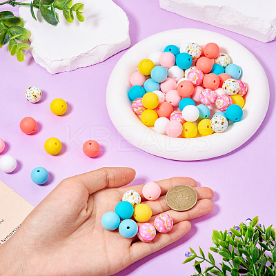 80Pcs 8 Colors Silicone Beads SIL-TA0002-37-1