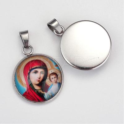 Virgin Mary Theme Glass Pendants GLAA-R186-P-1