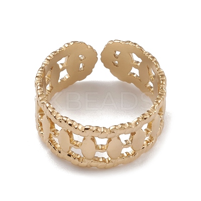 Ion Plating(IP) 304 Stainless Steel Horse Eye Open Cuff Rings for Women RJEW-G285-21G-1