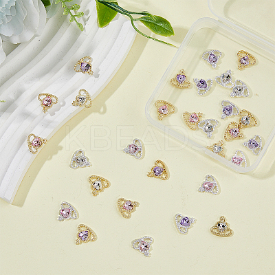 30Pcs 6 Colors Alloy Rhinestone Cabochons MRMJ-FH0001-35-1