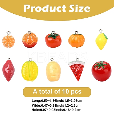 10Pcs 10 Styles Autumn Theme Resin Pendants FIND-YW0005-42-1