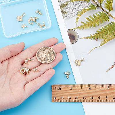 10Pcs 5 Style Brass Charms KK-SC0004-90-1