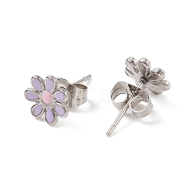 Mixed Color Bling Enamel Daisy Flower Stud Earrings EJEW-B009-18P-1