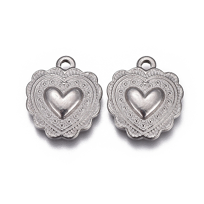 Non-Tarnish 304 Stainless Steel Textured Pendants LS-STAS-F207-12P-1
