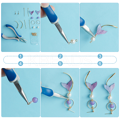 DIY Resin Mermaid Tail Shape Earring Making Kits DIY-PH0010-66-1