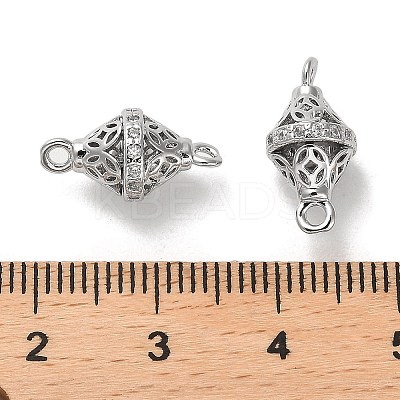 Brass Micro Pave Clear Cubic Zirconia Bicone Connector Charms ZIRC-P112-04P-1