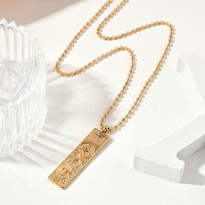 304 Stainless Steel Clear Cubic Zirconia Rectangle Constellation Pendant Necklaces for Women Men LS-NJEW-S435-01G-A-1