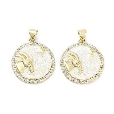 Brass Micro Pave Clear Cubic Zirconia Pendants KK-L213-010G-11-1