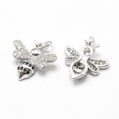 Brass Micro Pave Grade AAA Cubic Zirconia Charms ZIRC-P072-02P-NR-1