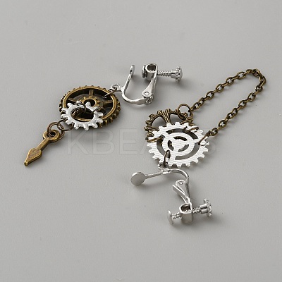 Gear Alloy Clip-on Earrings for Women EJEW-WH0033-47A-1