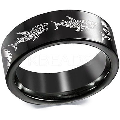 Shark Pattern 201 Stainless Steel Finger Rings FS-WG835B4-04-1