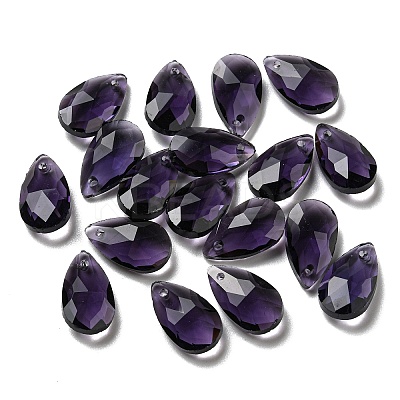 Faceted Teardrop Glass Pendants GLAA-O008-A02-1