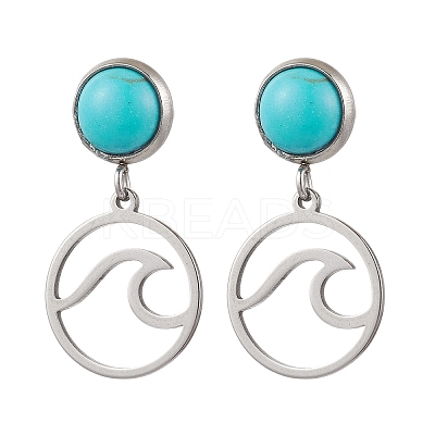 304 Stainless Steel Dangle Stud Earrings EJEW-JE06302-1