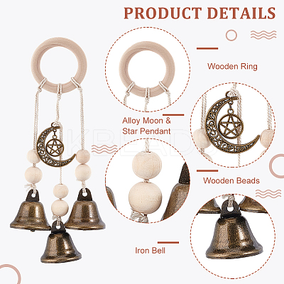 4Pcs 2 Styles Iron Bell Pendant Decoration HJEW-GO00088-1