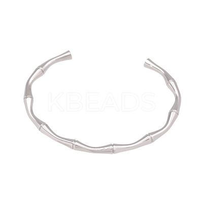 304 Stainless Steel Bamboo Joint Cuff Bangles for Women BJEW-G759-09P-1