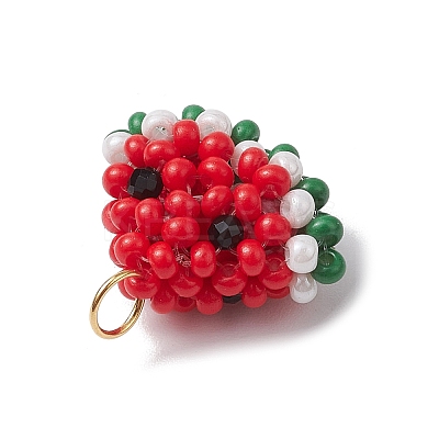 Glass Seed Beaded Watermelon Pendants PALLOY-CJ00138-1
