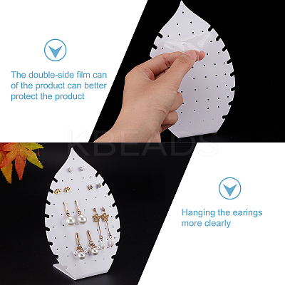 4Pcs Leaf Shaped Acrylic Slant Back Earring Display Stands EDIS-FG0001-62-1
