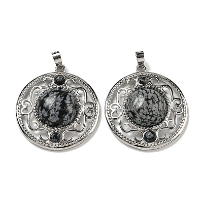 Natural Snowflake Obsidian Pendants G-Q158-03L-1