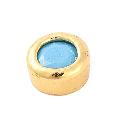 Rack Plating Flat Round Brass Micro Pave Cubic Zirconia Cabochons KK-F874-03G-05-1