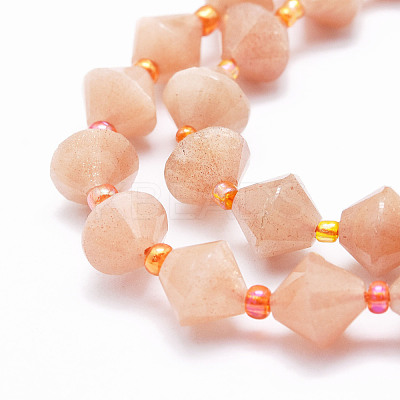 Natural Peach Moonstone Beads Strands G-E569-C14-1