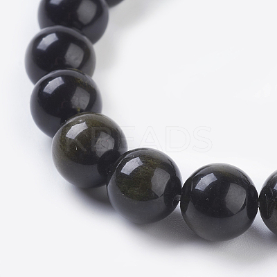 Natural Golden Sheen Obsidian Beads Strands G-C076-10mm-5-1