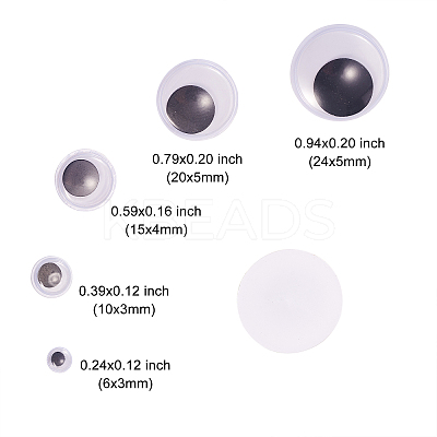1000pcs 5 Style Black & White Wiggle Googly Eyes Cabochons DIY Scrapbooking Crafts Toy Accessories KY-CJ0001-44-1