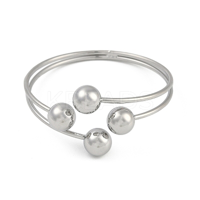 Round Brass Open Cuff Torque Bangles for Women BJEW-Z074-03P-1