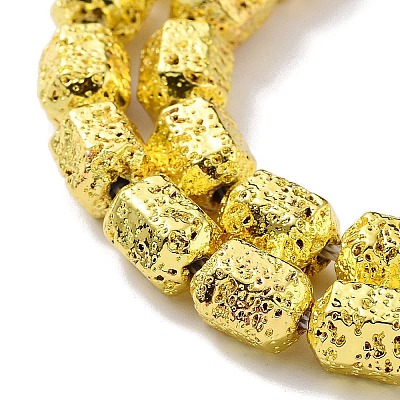 Electroplated Natural Lava Rock Beads Strands G-H303-A10-G02-1