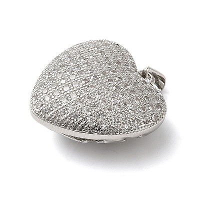 Brass Micro Pave Clear Cubic Zirconia Pendants KK-B094-06P-1