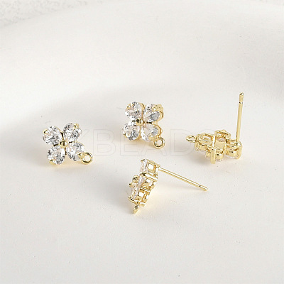 Brass Micro Pave Cubic Zirconia Stud Earring Findings LS-KK-Z094-07G-1
