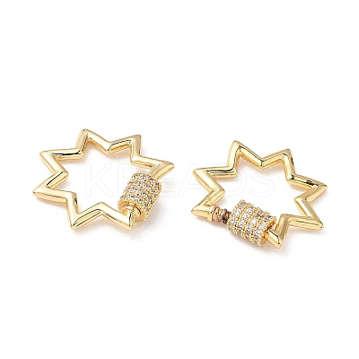 Brass Micro Pave Clear Cubic Zirconia Screw Carabiner Lock Charms KK-Z118-06G-02-1