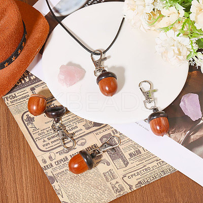 Wood Acorn Pendant Decoration HJEW-CA00008-1