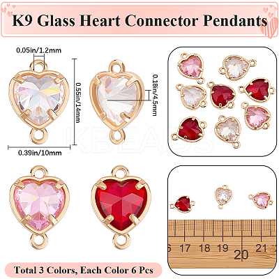 18Pcs 3 Colors K9 Glass Connector Charms FIND-BBC0002-31-1