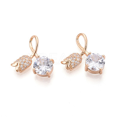 Brass Micro Pave Cubic Zirconia Pendants KK-T074-72KCG-01-1