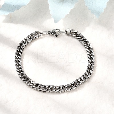 304 Stainless Steel Cuban Chain Bracelets for Men BJEW-B140-06C-1