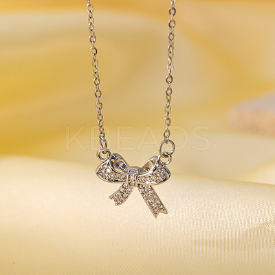 Brass Micro Pave Clear Cubic Zirconia Pendant Necklaces for Women FS-WG014CD-16-1