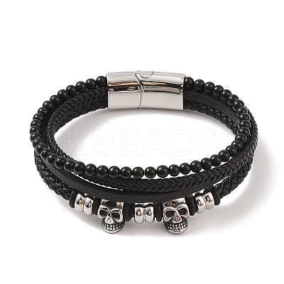 Braided Microfiber Leather Multi-strand Bracelets BJEW-B096-06G-1