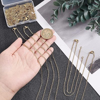 Half Finished 304 Stainless Steel Cable Chain Necklaces STAS-UN0038-66G-1